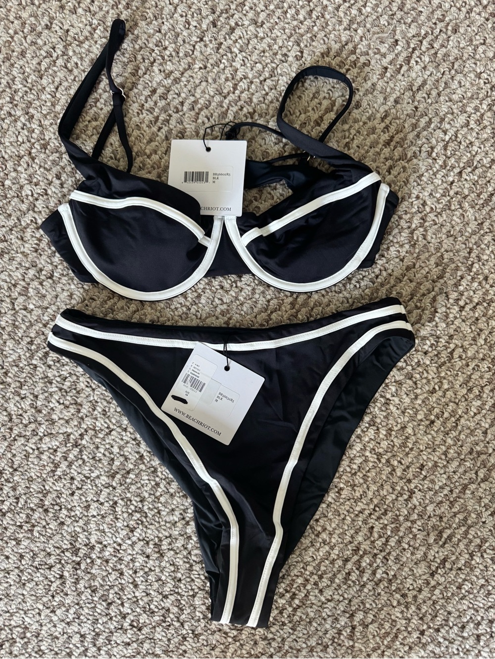 Beach Riot Black Bikini with White Trim